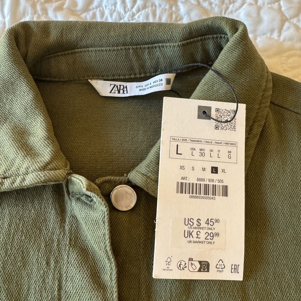 Zara Olive Green Collared Jacket NWT - image 3